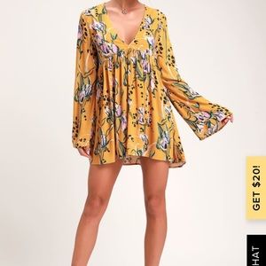 Free People yellow floral Tunic SZ XS NWT